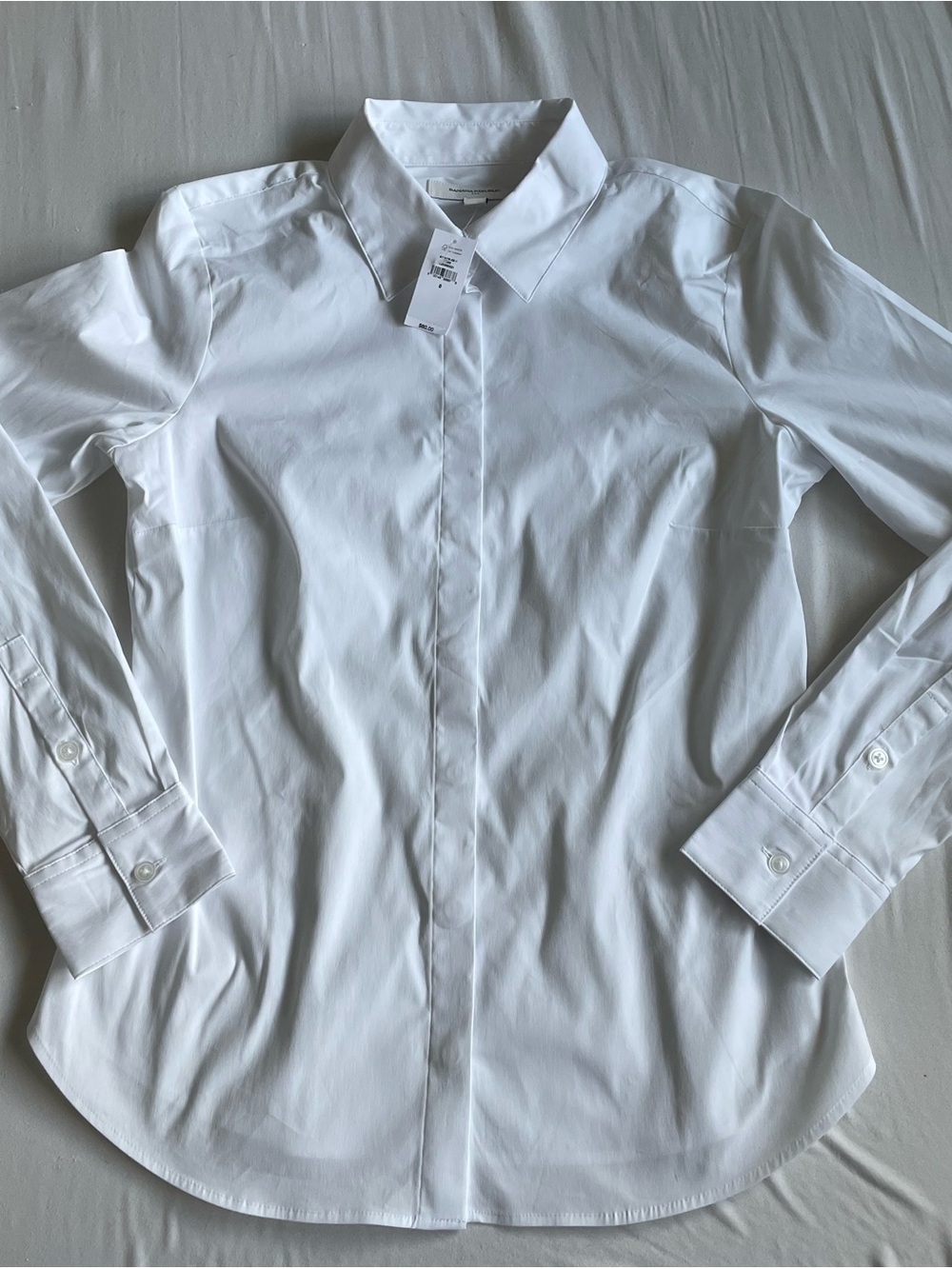 Banana Republic Women’s White Simo’s Woven Dress Shirt - Hidden Buttons